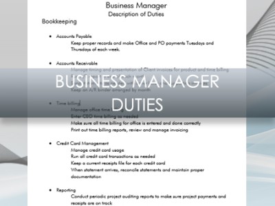 Interior Design Business | Office/Business Manager Job description